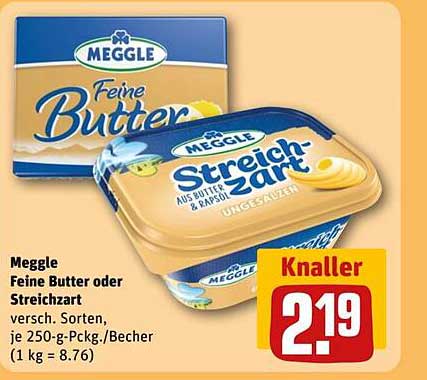 Meggle Feine Butter oder Streichzart, 250 g