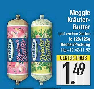 Meggle Kräuter-Butter und weitere Sorten je 120/125g Becher/Packung