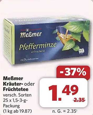 Meßmer Kräuter- oder Früchtetee – Pfefferminze, erfrischend