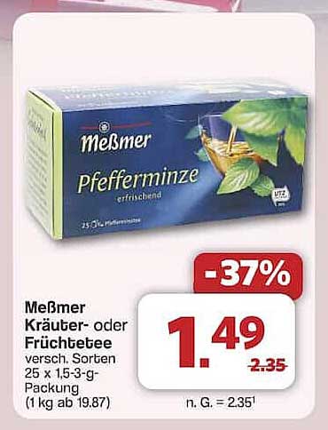 Meßmer Kräuter- oder Früchtetee - Pfefferminze