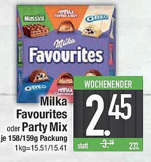 Milka Favourites oder Party Mix 158/159g Packung