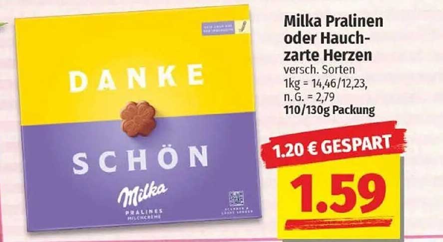 Milka Pralinen oder Hauchzarte Herzen – Danke Schön