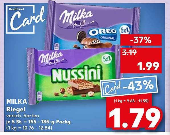 MILKA Riegel - verschiedene Sorten