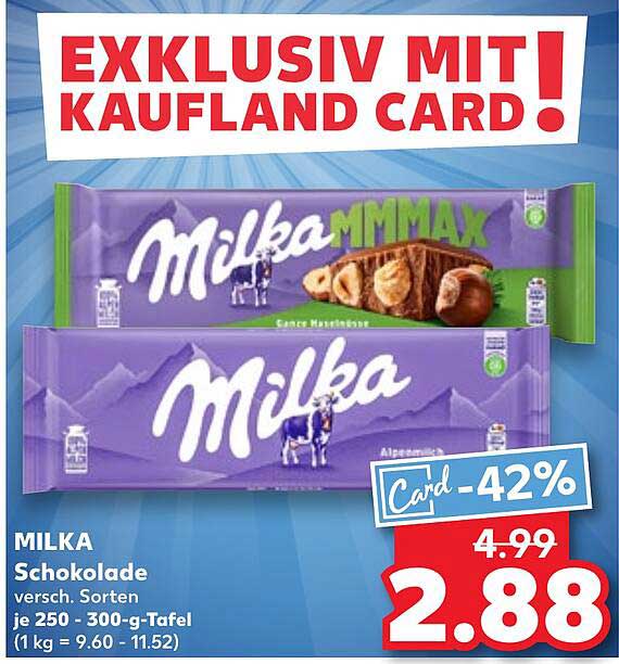 MILKA Schokolade, verschiedene Sorten je 250 - 300-g-Tafel