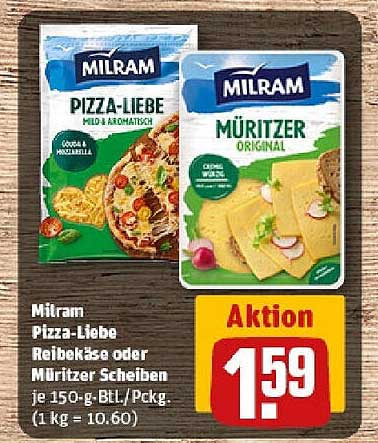 Milram Pizza-Liebe Reibekäse oder Müritzer Scheiben