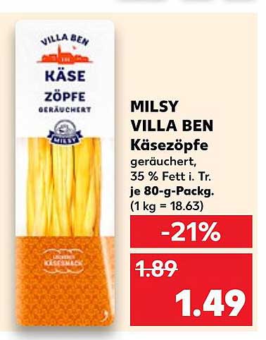MILSY VILLA BEN Käsezüpfchen, geräuchert - jetzt nur 1,49 €