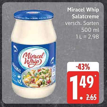 Miracel Whip Salatcreme verschieden Sorten 500 ml - nur für kurze Zeit