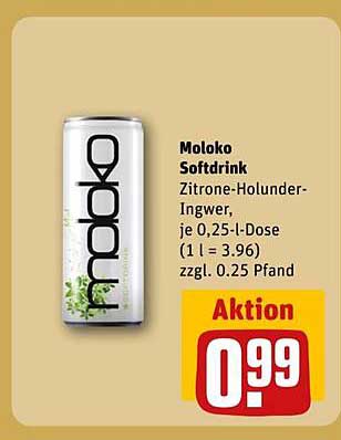 Moloko Softdrink Zitrone-Holunder-Ingwer, je 0,25-l-Dose