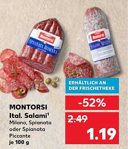 MONTORSI Ital. Salami Milano, Spianata oder Spianata Piccante je 100 g
