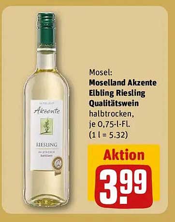 Moselland Akzente Elbling Riesling Qualitätswein halbtrocken, 0,75 l