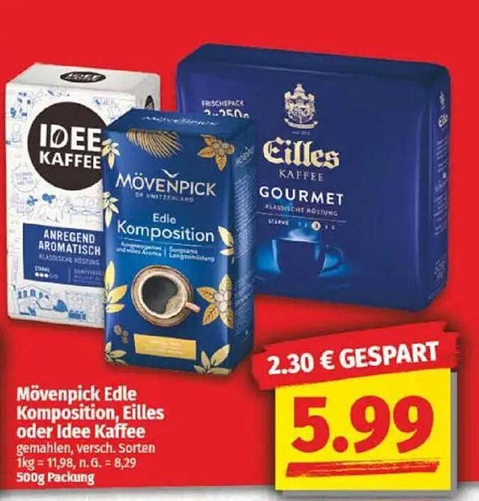 Mövenpick Edle Komposition, Eilles oder Idee Kaffee 500g Packung