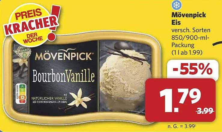 Mövenpick Eis Bourbon Vanille 850/900-ml Packung