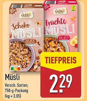 Müsli in verschiedenen Sorten – 750-g-Packung