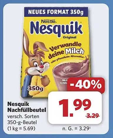 Nesquik Nachfüllbeutel 350g - Jetzt für nur 1,99 €!