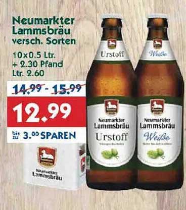 Neumarkter Lammsbräu, verschiedene Sorten - 10 x 0,5 L