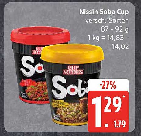 Nissin Soba Cup, verschiedene Sorten