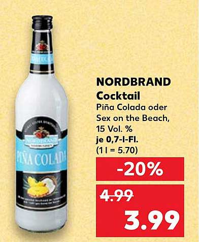 NORDBRAND Cocktail Piña Colada oder Sex on the Beach, 15 Vol. %