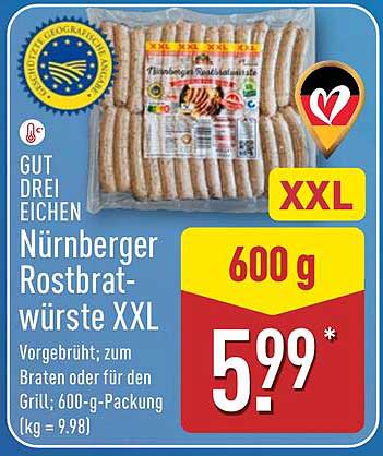 Nürnberger Rostbratwürste XXL 600 g