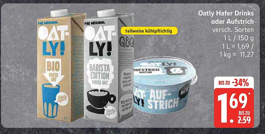 Oatly Hafer Drinks oder Aufstrich versch. Sorten