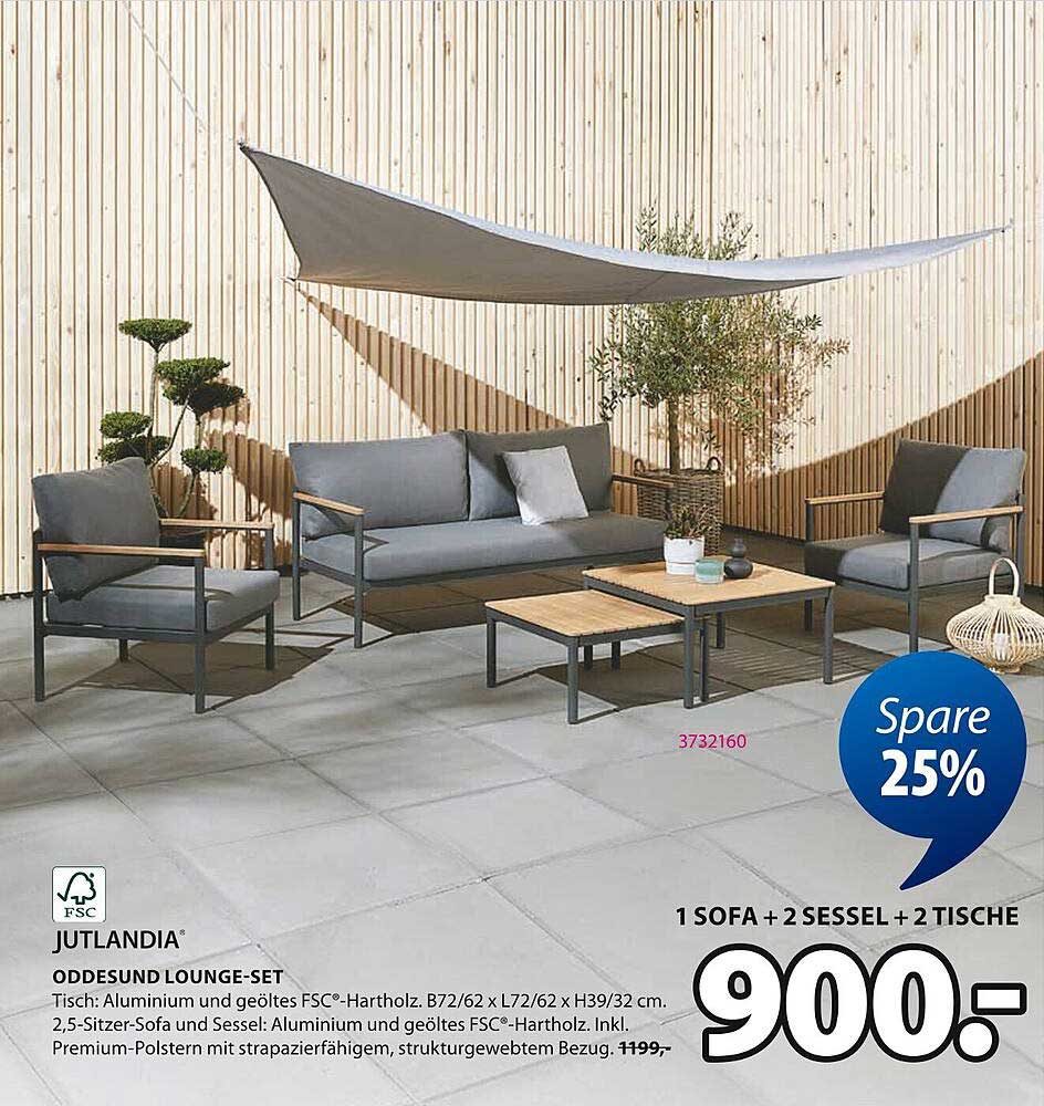 ODDESUND LOUNGE-SET - 1 SOFA + 2 SESSEL + 2 TISCHE