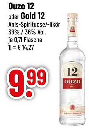 Ouzo 12 oder Gold 12 Anis-Spirituose 0,71l