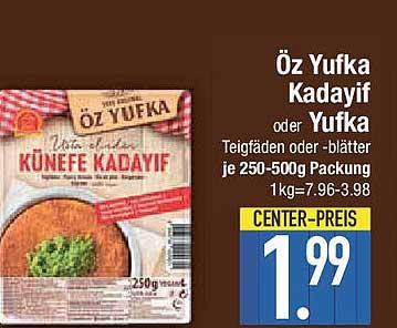 Öz Yufka Kadayif oder Yufka Teigblätter 250g - 500g Packung