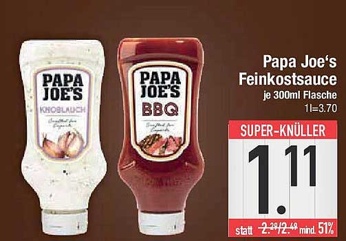 Papa Joe's Feinkostsauce - Knoblauch und BBQ, 300ml Flasche