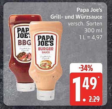 Papa Joe's Grill- und Würzsauce - verschiedene Sorten 300 ml