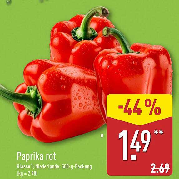 Paprika rot - Klasse 1, 500-g-Packung