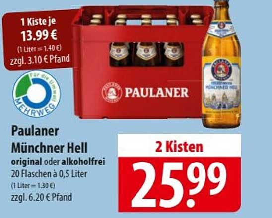 Paulaner Münchner Hell 2 Kisten zum unschlagbaren Preis