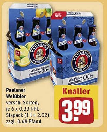Paulaner Weißbier, verschiedene Sorten, 6 x 0,33 l Fl.
