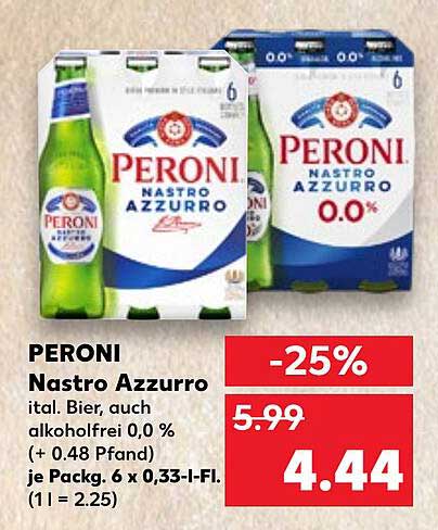 PERONI Nastro Azzurro - Italienisches Bier, auch alkoholfrei 0,0 %
