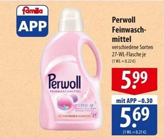 Perwoll Feinwaschmittel verschiedene Sorten 27-WL-Flasche je
