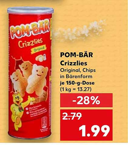 POM-BÄR Crizzlies Original, Chips in Bärenform 150-g-Dose