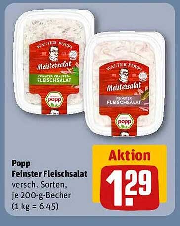Popp Feinster Fleischsalat - verschiedene Sorten, je 200-g-Becher