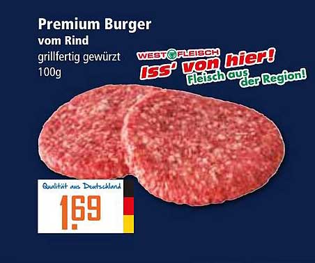 Premium Burger vom Rind - grillfertig gewürzt