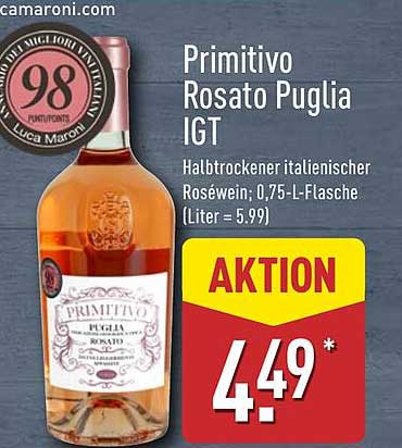 Primitivo Rosato Puglia IGT - Halbtrockener italienischer Roséwein