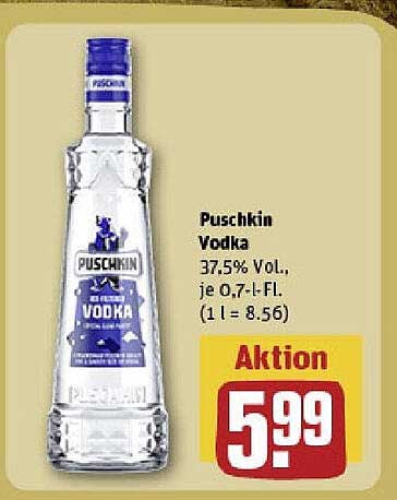 Puschkin Vodka 37,5% Vol., je 0,7-l-Flasche