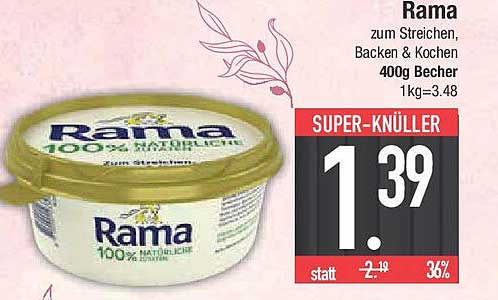 Rama 100% Natürlich zum Streichen, Backen & Kochen 400g