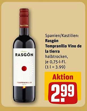 Rasgón Tempranillo Vino de la tierra halbtrocken 0,75 l