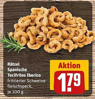 Rätzel Spanische Tocifritos Iberico frittierter Schweinefleischspeck, je 100 g
