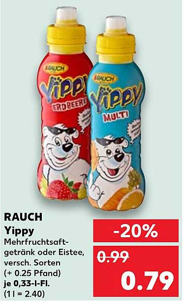 RAUCH Yippy Mehrfruchtsaftgetränk oder Eistee, verschiedene Sorten