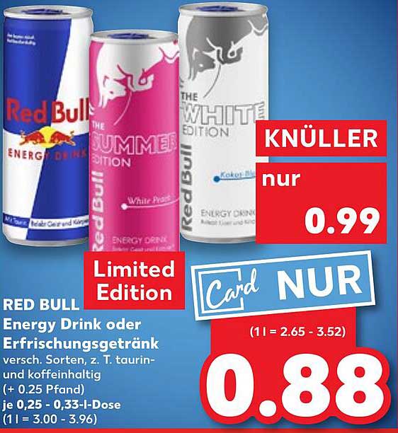 RED BULL Energy Drink oder Erfrischungsgetränk - Limitierte Edition