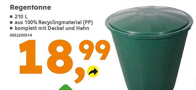 Regentonne 210 L aus 100% Recyclingmaterial