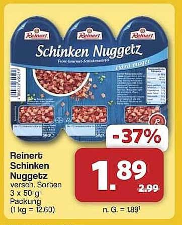 Reinert Schinken Nuggetz - 3 x 50 g Packung