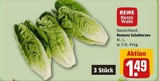 REWE Beste Wahl Romana Salatherzen Kl. I, je 3-St.-Pck.