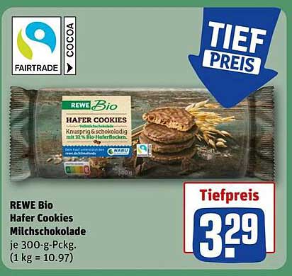 REWE Bio Hafer Cookies Milchschokolade