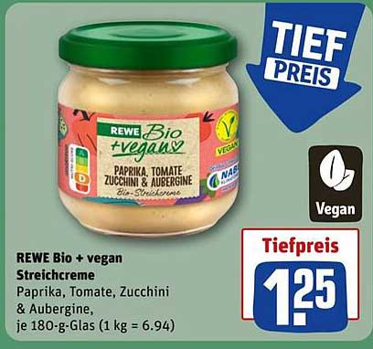 REWE Bio + vegan Streichcreme - Paprika, Tomate, Zucchini & Aubergine