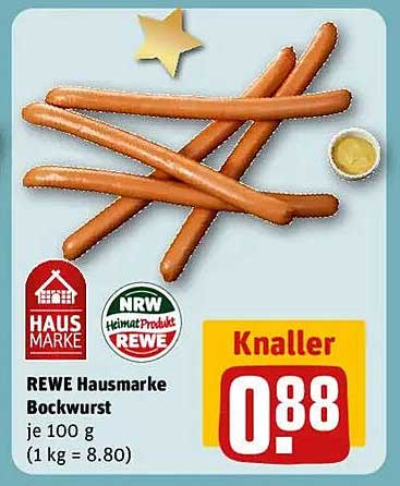 REWE Hausmarke Bockwurst je 100 g