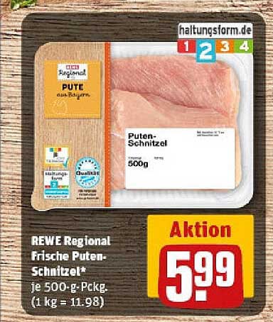 REWE Regional Frische Puten-Schnitzel - 500g für nur 5,99€